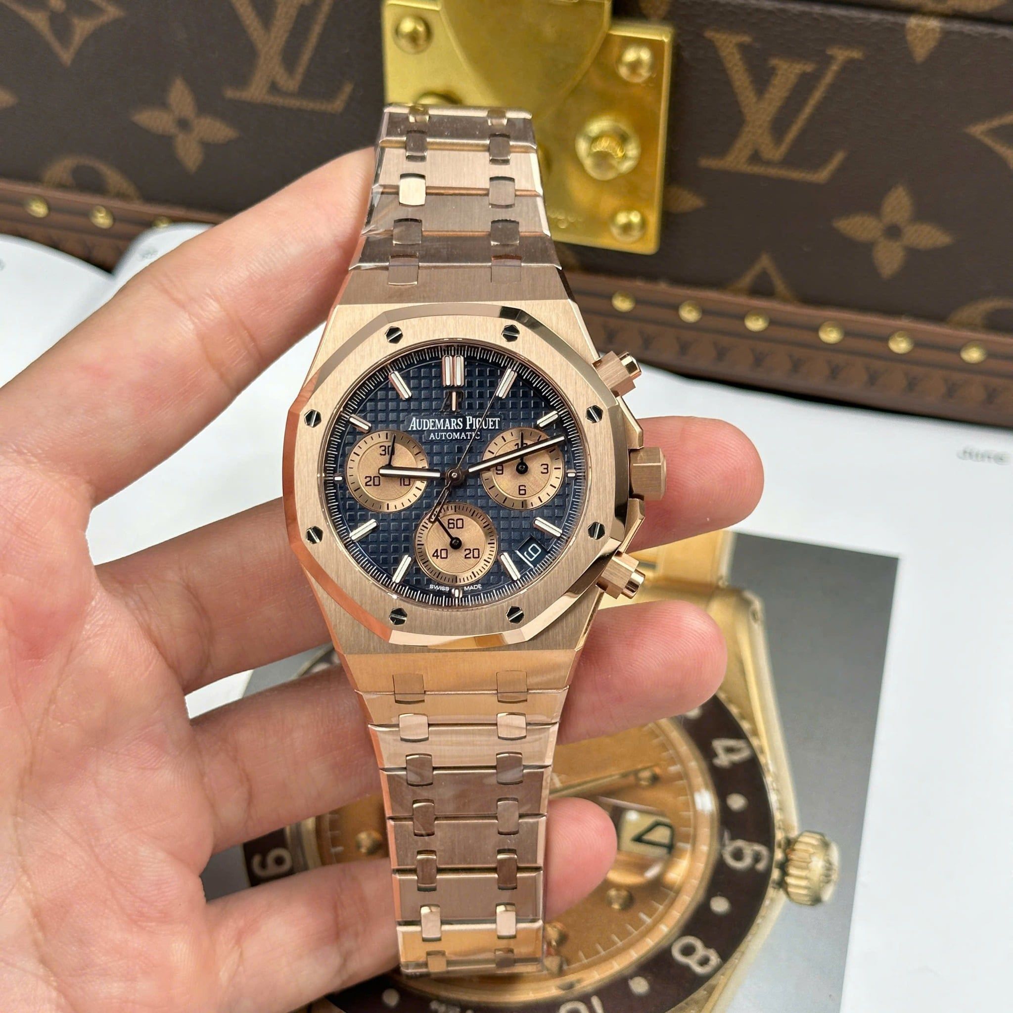 audemars piguet chronograph 41 mm roségold blau audemars piguet chronograph 41 mm roségold blau